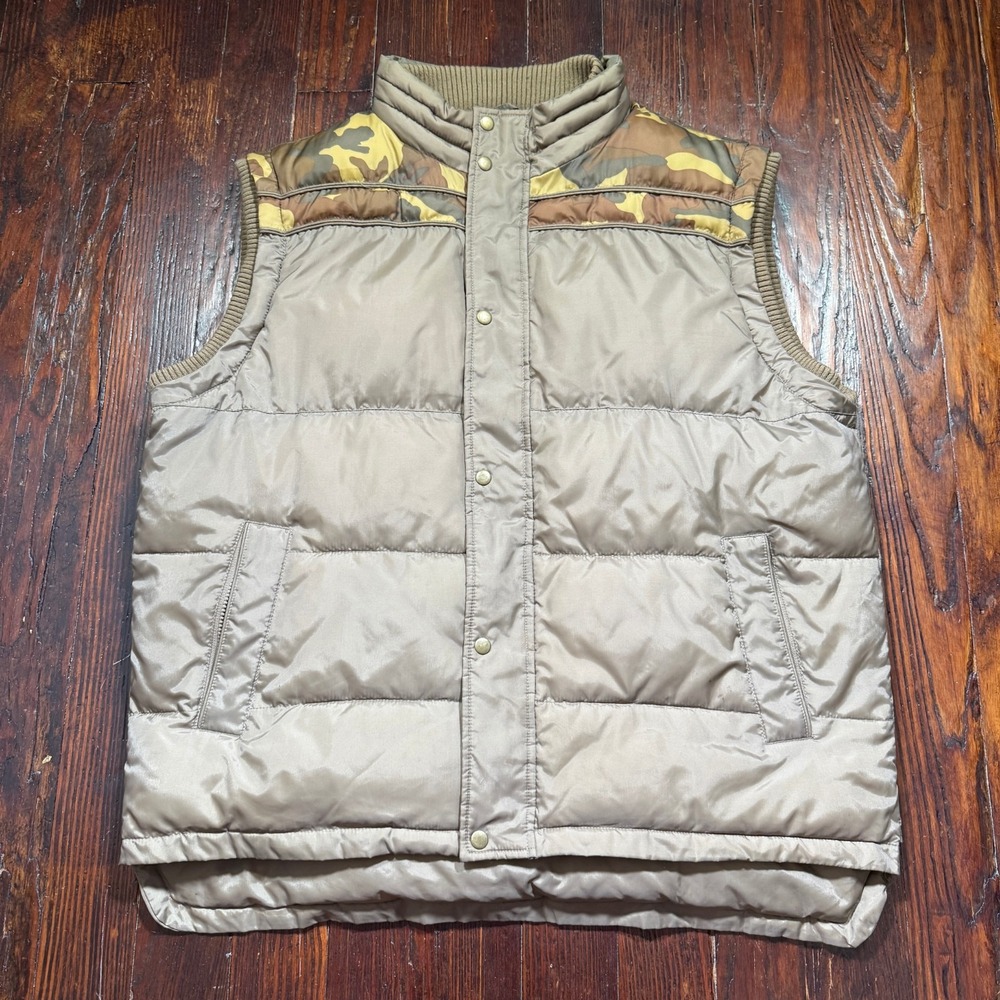Gap Vest Mens 2XL Camo Puffer Jacket Full‎ Zip Pockets Ribbed Collar